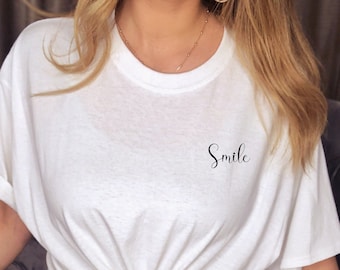 Smile t-shirt minimalist t shirts slogan tees shirts with sayings  minimal shirt