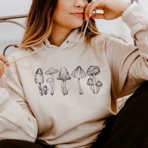 Mushroom Hoodie Mushroom Sweater Cottagecore Hoodie Goblincore Hoodie Mushroom Top