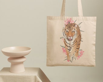 Tiger Print Organic Cotton Tote Bag