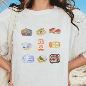 Sardine Shirt Funny Fish Tee - Canned Sardines Tin Design - Ocean Inspired Y2K Clothing - Coastal Grandma & Tomato Girl Summer
