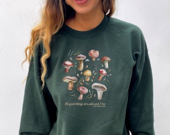 Mushroom Crewneck Sweatshirt: Cottagecore Goblincore Clothing