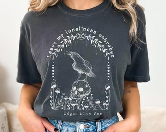 Edgar Allan Poe Shirt, Dark Academia Raven Graphic Tee
