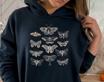 Moth Print Hoodie: Cottagecore Luna Moth Sweatshirt