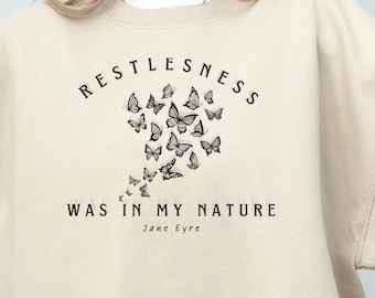 Jane Eyre By Charlotte Bronte Sweatshirt, Literary Bird Top, Bookish Outfit, Jane Eyre Fan Gift, Bronte Merch