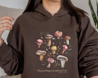 Mushroom Graphic Hoodie: Cottagecore Goblincore Top