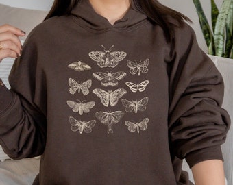 Moth Graphic Hoodie: Cottagecore Forestcore Sweatshirt