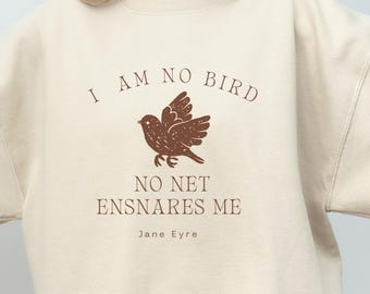 Jane Eyre By Charlotte Bronte Sweatshirt, Literary Bird Top, Bookish Outfit, Jane Eyre Fan Gift, Bronte Merch