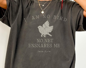 Jane eyre Shirt, Bronte Shirt, Linocut Brid Shirt I am No Bird no net ensnares me Shirt