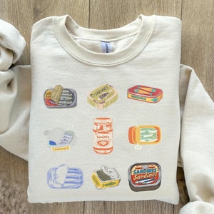 Sardine Sweatshirt Funny Fish Tee - Canned Sardines Tin Design - Ocean Inspired Y2K Clothing - Coastal Grandma & Tomato Girl Summer