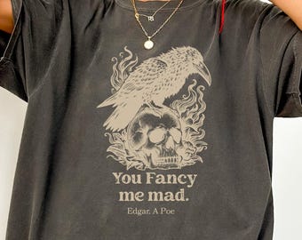 Edgar Allan Poe Shirt: Gothic Raven Skull Tee, Dark Academia