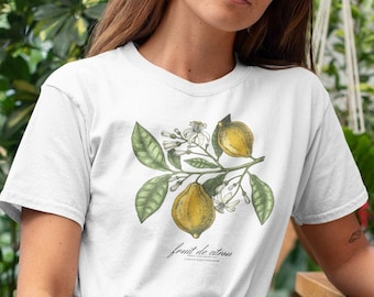 Camiseta botánica de limón, camiseta con gráfico de frutas
