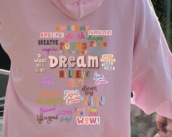 Hoodie mit positivem Vibes-Rückendruck: Motivierendes Wachstums-Mindset