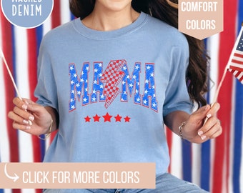 Retro American Mama T-Shirt, 4th of July Comfort Colors Tee