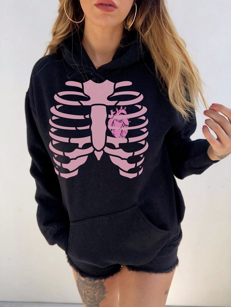 Pastel Goth Skeleton Hoodie Y2k Goth Hoodie Soft Goth Hoodie Pastel