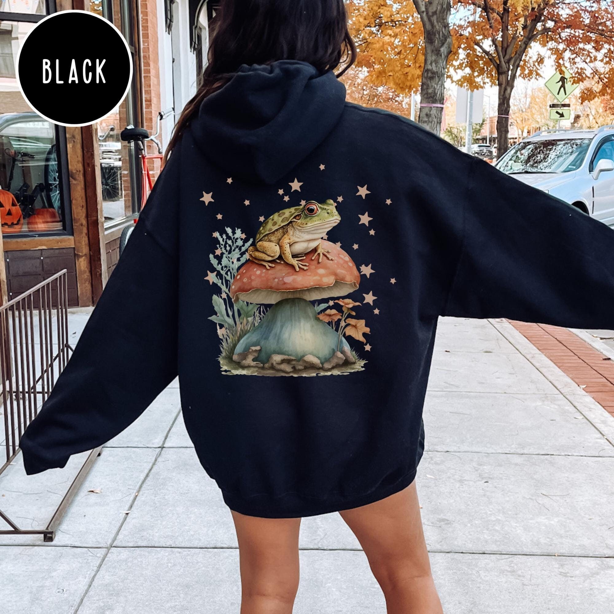 Cottagecore Frog Hoodie: Mushroom Design - Etsy Israel