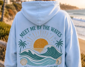 Felpa Ocean Vibes, Felpa Sunset, Felpa con cappuccio ispirata all'oceano, Felpa Coconut girl