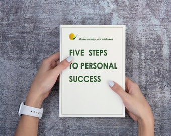 Five steps to personal success, Personal Success planner, Life coach tool, Printable psychological guide, Small business, Start up