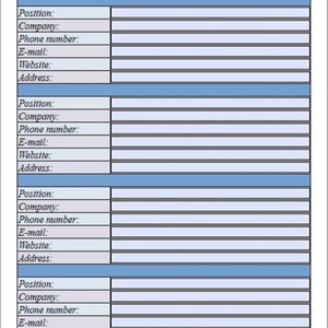 Blue Printable Business Contact Tracker, Editable Address Book ...
