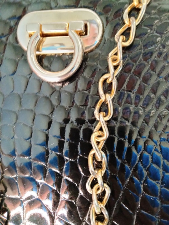 black purse with gold chain, made in italy - image 2