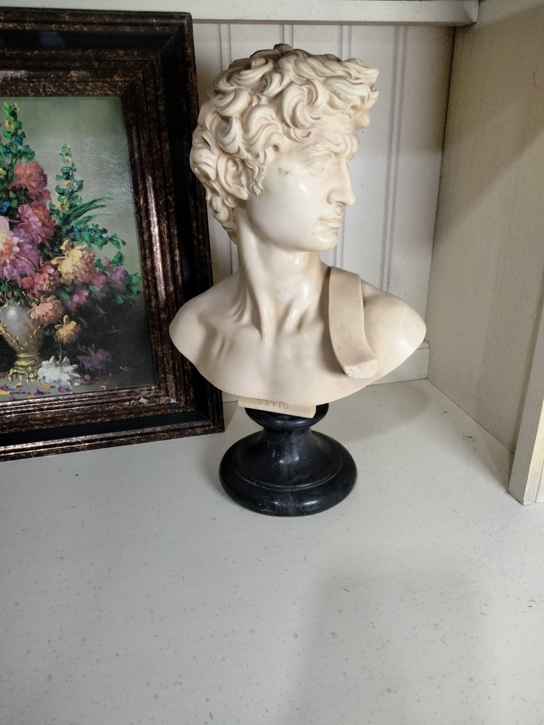 David Bust Statue Sculpture by G. Ruggeri Resin and Stone Base. - Etsy