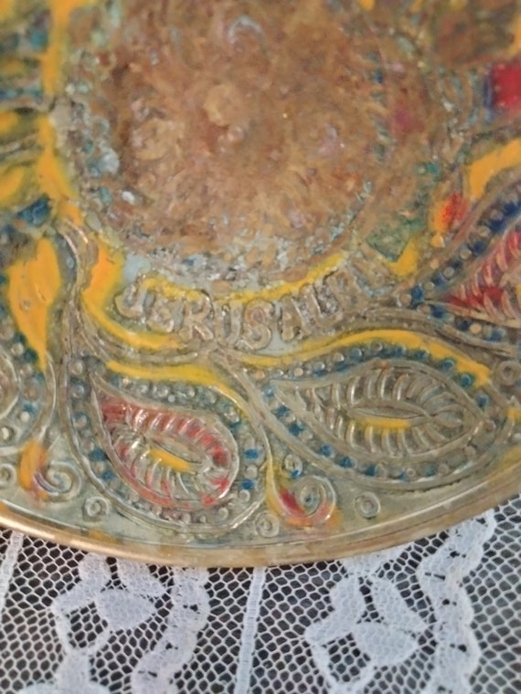 Vintage Brass Enamel Bowl, Ring Dish, Vanity Deco… - image 6
