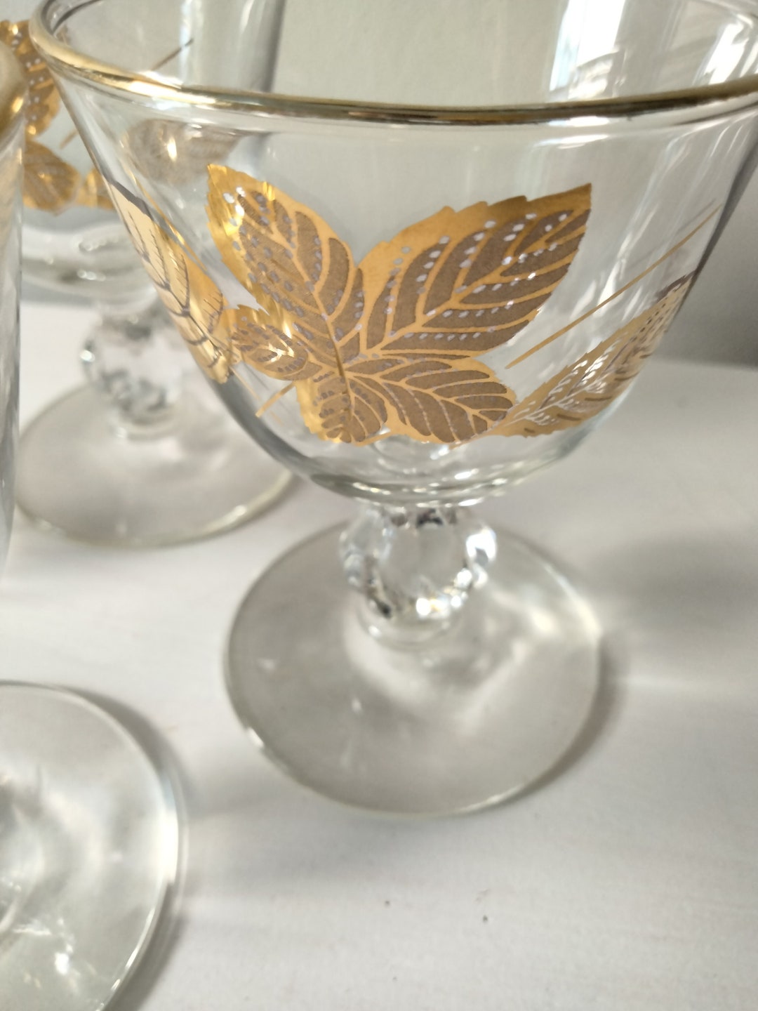 Set of 4 Libbey Gold Leaf and Rimmed Cocktail Glasses - Etsy