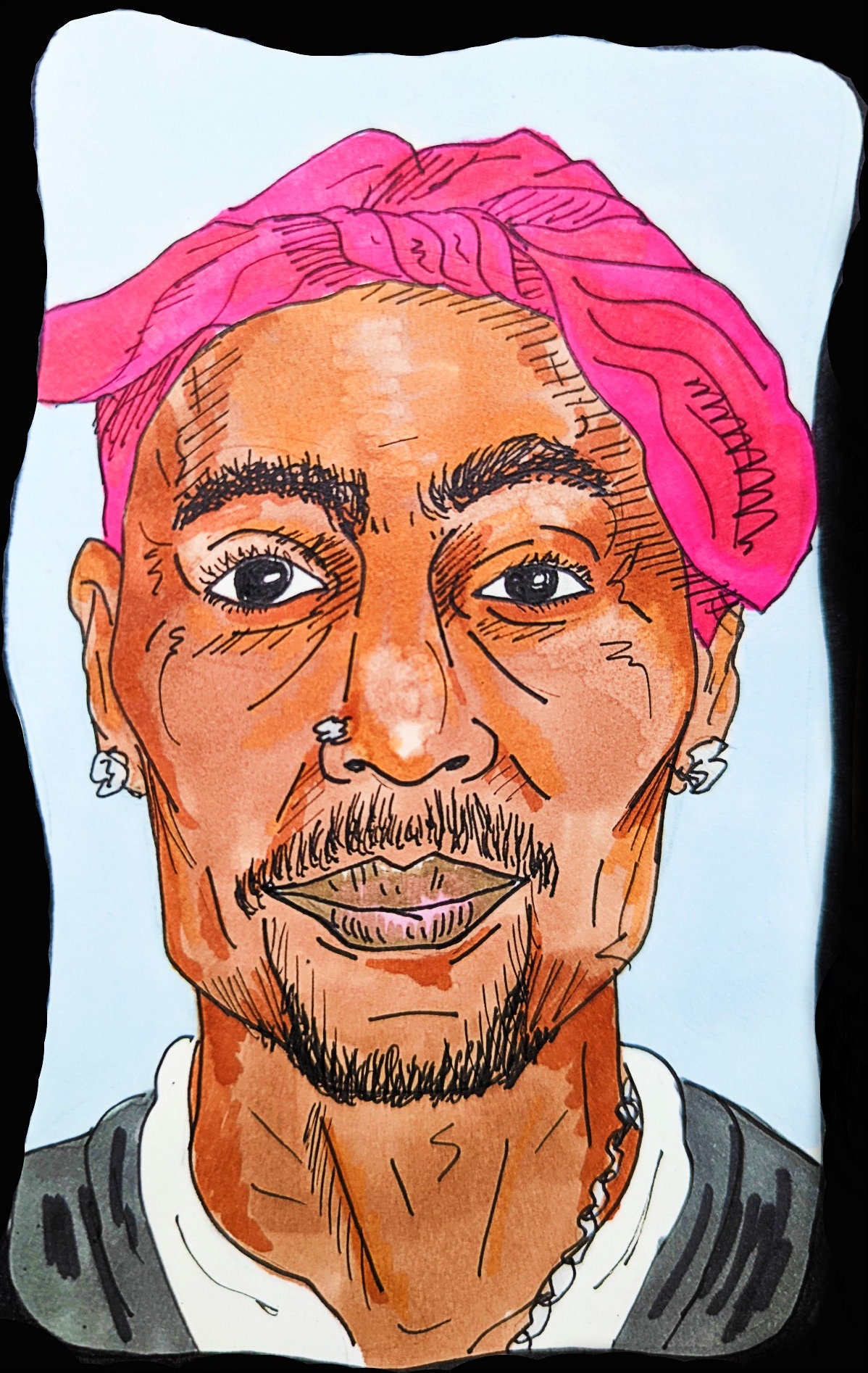2-PAC ICON POSTCARD Original Hand Drawn Print - Etsy