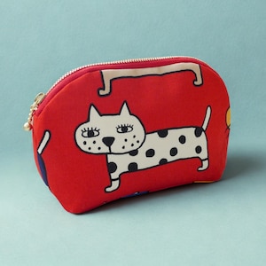 Half Moon Pouch - Giant Cat, Kitty Pouch, Small Zipper Pouch, Toiletry Bag, Makeup Bag, Cosmetic Bag, Cat Mom Gift