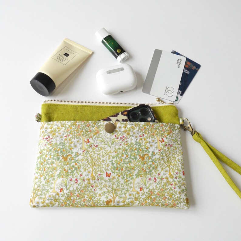 Makeup Zipper Bag Side Pocket Wristlet Clutch Summer Bag Bag in Bag Cute Zipper Pouch Floral Zipper Pouch Bag Organizer Phone Clutch