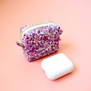 Mini Zipper Keychain Pouch for AirPods, Lipstick, Coins – Small Boxy Bag Charm, Earbud Case, Purse Accessory Gift for Her, Liberty of London