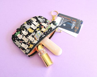 Party Cats Keychain Coin Purse – Handmade Zip Pouch, Bag Charm