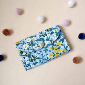 Porta-cartões sanfonado – Tecido Rifle Paper Co | Carteira floral feminina, porta-cartões fino de lona, carteira ergonômica | Presente para a avó
