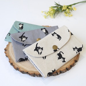 Porte-cartes accordéon – Tissu imprimé chat | Porte-cartes en toile mince, Portefeuille ergonomique pour femme | Cadeau pour les amoureux des chats ou les mamans chats
