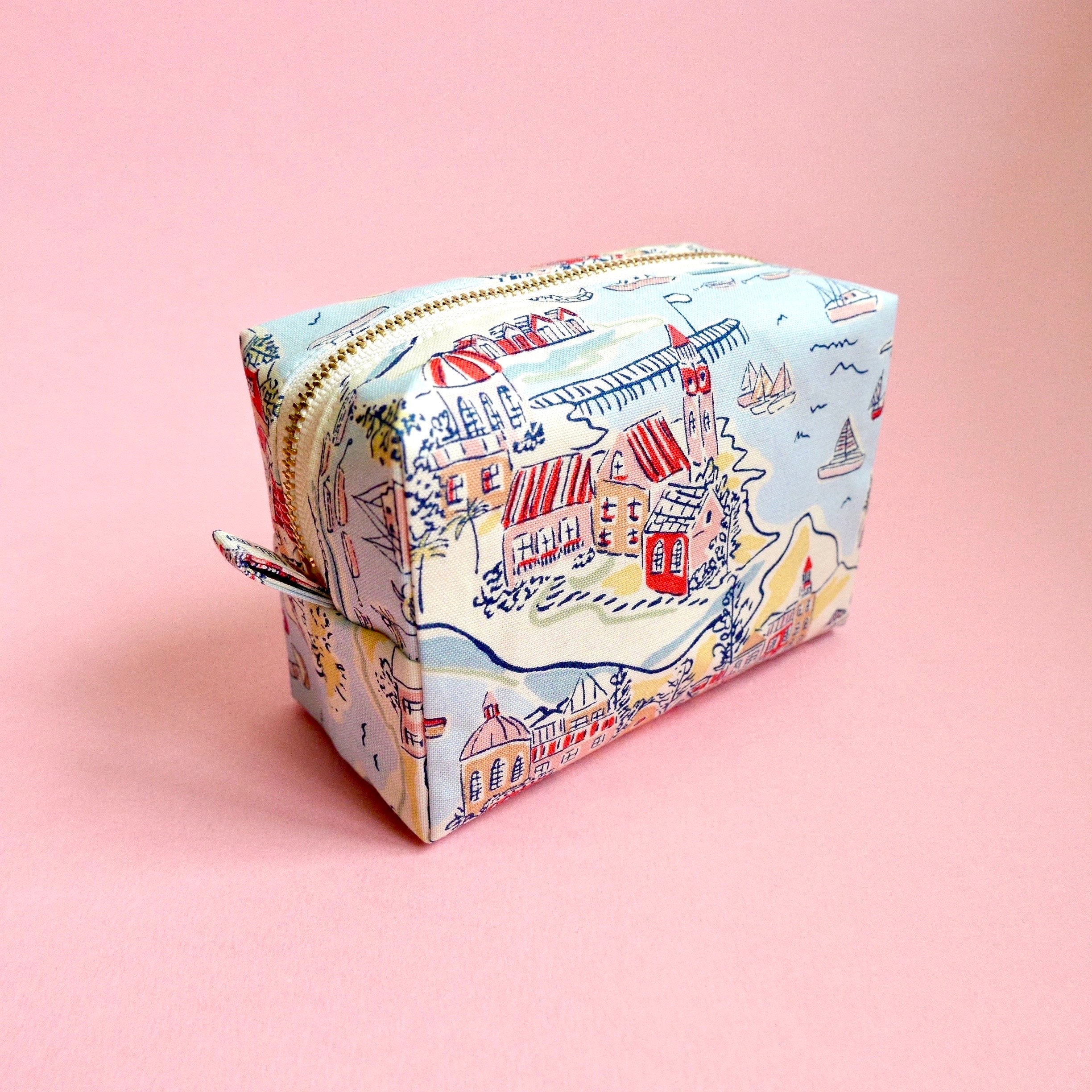 Boxy Pouch - Liberty London City, Cosmetic Pouch, Small Zipper Pouch, Mini Toiletry Bag, Makeup Bag, Cord Organizer