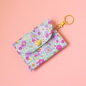 Monedero pequeño con llavero: Monedero de tela Liberty of London con cremallera / Monedero minimalista fino, monedero con llavero y tarjetero