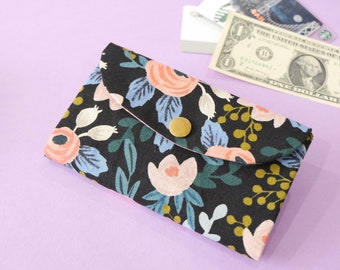 Made-to-order: Accordion Card Holder - Rifle Paper Co, Card Case, Floral Fabric Wallet, Canvas Wallet, Ergonomic Wallet