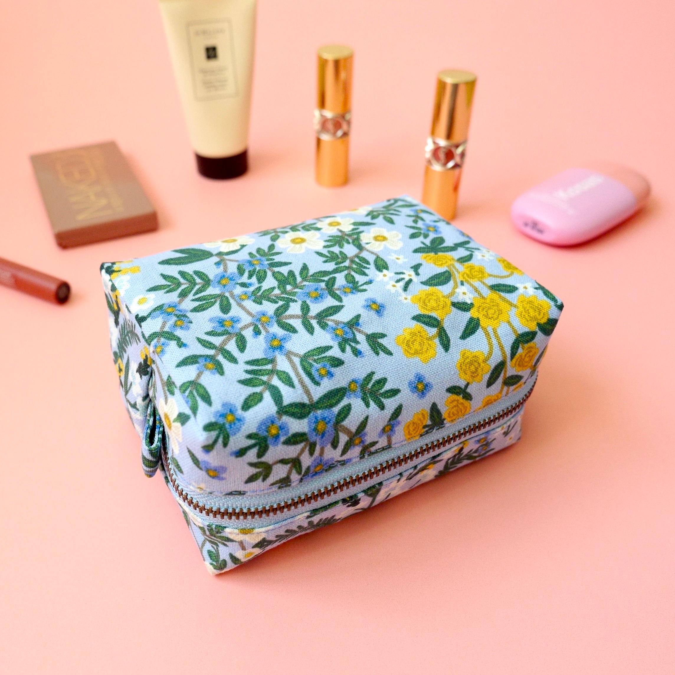 Boxy Pouch Rifle Paper Canvas Blue, Cosmetic Pouch, Small Zipper Pouch ...