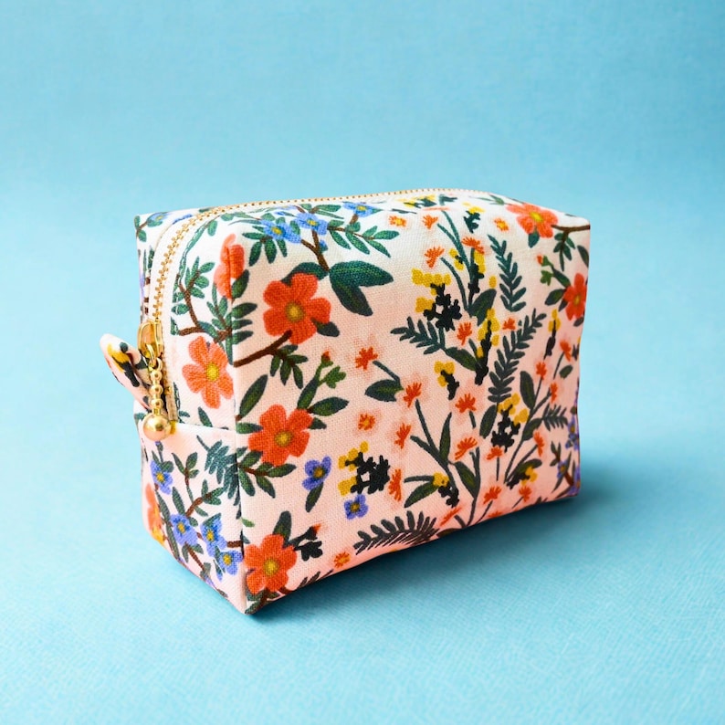 Boxy Pouch Rifle Paper Canvas White, Cosmetic Pouch, Small Zipper Pouch ...