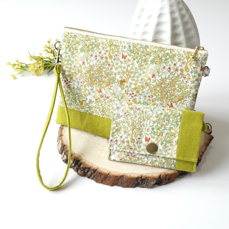 Makeup Zipper Bag Side Pocket Wristlet Clutch Summer Bag Bag in Bag Cute Zipper Pouch Floral Zipper Pouch Bag Organizer Phone Clutch