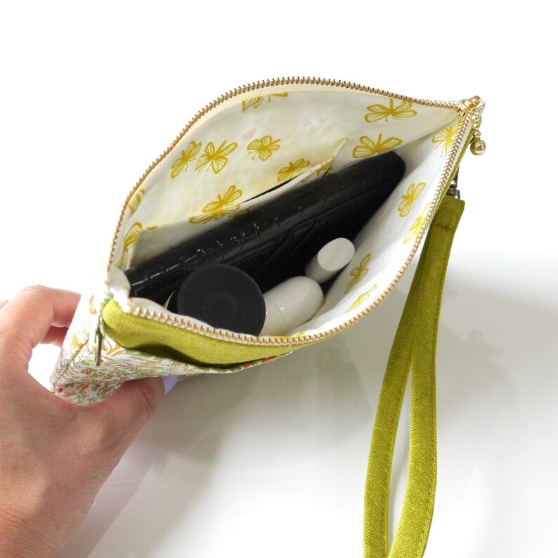 Makeup Zipper Bag Side Pocket Wristlet Clutch Summer Bag Bag in Bag Cute Zipper Pouch Floral Zipper Pouch Bag Organizer Phone Clutch
