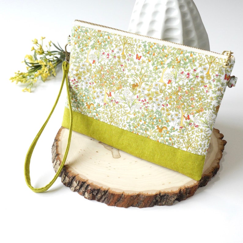 Makeup Zipper Bag Side Pocket Wristlet Clutch Summer Bag Bag in Bag Cute Zipper Pouch Floral Zipper Pouch Bag Organizer Phone Clutch