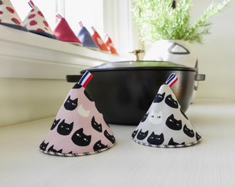 Made-to-order: Set of 2 Pot Holders - Cat, Cast Iron Lid Holder, Cast Iron Mitten, Hot Pads, Heat Resistant, Japanese Pot Holder