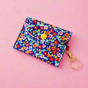 Monedero pequeño con llavero - Liberty of London, cartera minimalista fina, tarjetero, llavero, monedero de tela