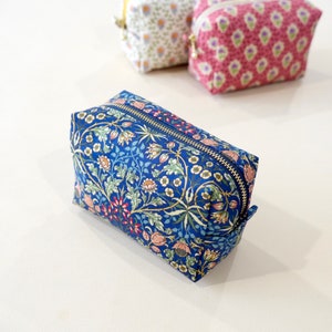 Boxy Pouch William Morris Moda, Cosmetic Pouch, Small Zipper Pouch, Mini Toiletry Bag, Makeup Bag, Cord Organizerr image 6