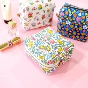 Square Pouch - Liberty of London, Liberty Pouch, Mini Toiletry Bag, Makeup Bag, Cord Organizer, Vintage Floral Pouch