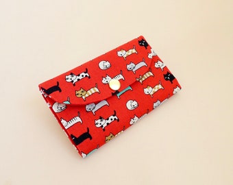 Made-to-order: Accordion Card Holder -Red, Japanese Fabric Wallet, Sewing Needle Organizer, Cat Wallet, Cat Themed Gift, Ergonomic Wallet