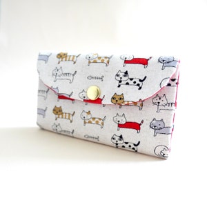Porte-cartes accordéon – Tissu imprimé chat | Porte-cartes en toile mince, Portefeuille ergonomique pour femme | Cadeau pour les amoureux des chats ou les mamans chats
