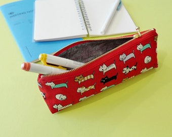 Made-to-order: Pencil Case, Cat Zipper Bag, Back to School, Makeup Brush Bag, Travel Size Pouch, School Supply, Painter Case, Cat Mom Gifts