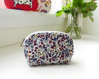 Made-to-order: Half Moon Pouch - Liberty of London Canvas, Liberty Pouch, Small Zipper Pouch, Mini Toiletry Bag, Makeup Bag, Cord Organizer