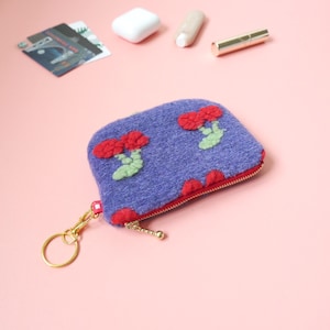 Porta-chaves com zíper - Cereja, Porta-chaves com zíper, Porta-moedas, Carteira fina minimalista, Pingentes para bolsas, Estojo para fones de ouvido, Chaveiro Kawaii